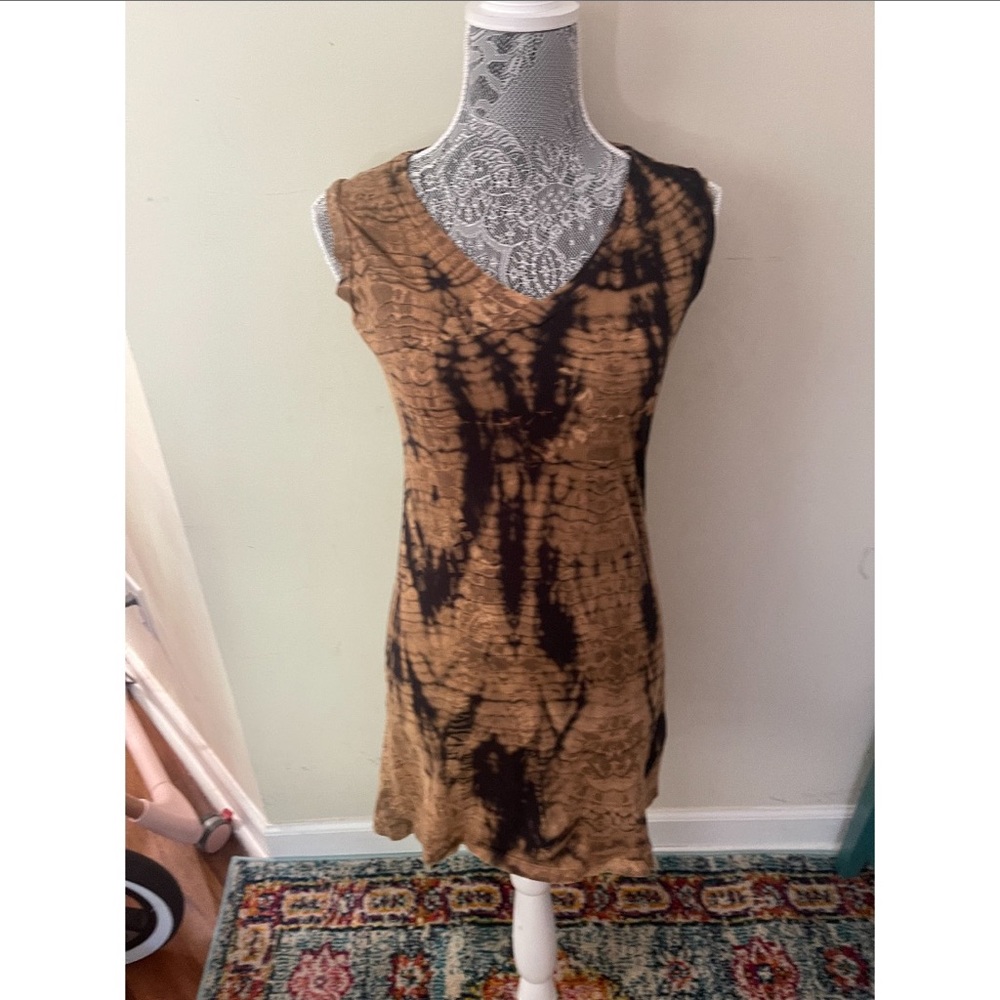 sheiki brown black tie dye mini t-shirt dress